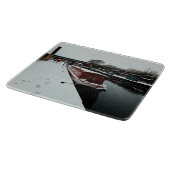運河ボート、冬 カッティングボード (角)