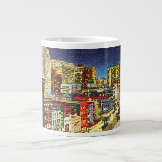 運河通りアットナイト,ニューオーリンズ,ルイジアナ ジャンボコーヒーマグカップ (正面)