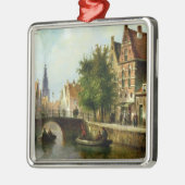 運河、アムステルダム(パネルの油)の姿 メタルオーナメント (左)
