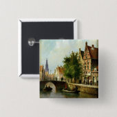 運河、アムステルダム(パネルの油)の姿 缶バッジ (正面&裏面)