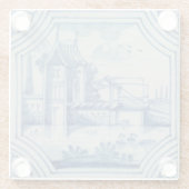 運河、第19上の可動橋を示すデルフトのタイル ガラスコースター (裏面)