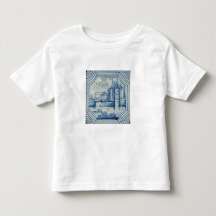 運河、第19上の可動橋を示すデルフトのタイル トドラーTシャツ