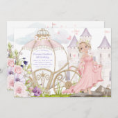 運王室の車 |ブロンドプリンセス誕生日 招待状 (正面/裏面)