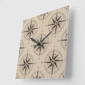 運行コンパスパターン スクエア壁時計 (傾斜)