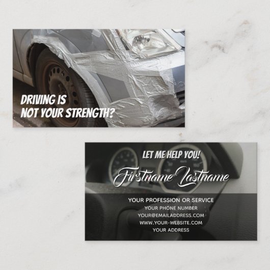 運転おもしろいインストラクターおもしろい車の運転 名刺 (正面/裏面)