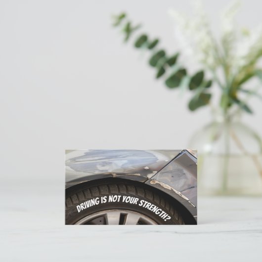 運転おもしろいインストラクター車の修理 名刺 (スタンド正面)