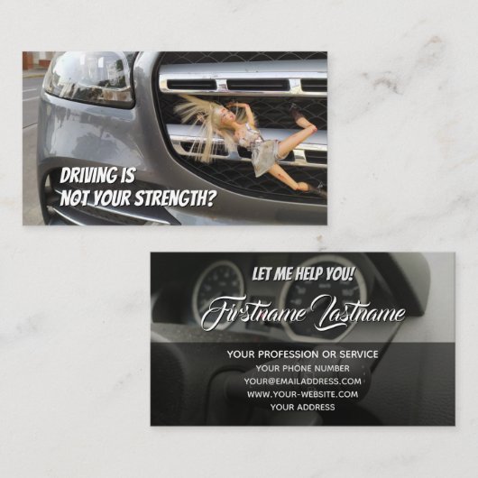 運転おもしろいインストラクター車の修理 名刺 (正面/裏面)