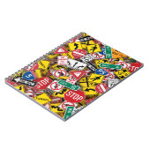 運転インストラクターおもしろい道路標識コラージュ ノートブック (左側)