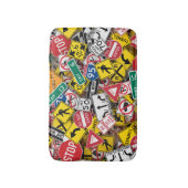 運転インストラクターおもしろい道路標識コラージュ バスマット (正面縦)