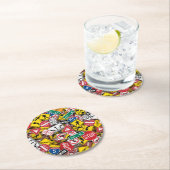 運転インストラクターおもしろい道路標識コラージュ ラウンドペーパーコースター (インサイチュ)