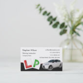 運転インストラクターの名刺の黒の革 名刺 (スタンド正面)