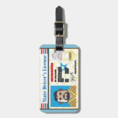 運転免許証の人写真付き身分証明書のベクトル ラゲッジタグ (正面縦)