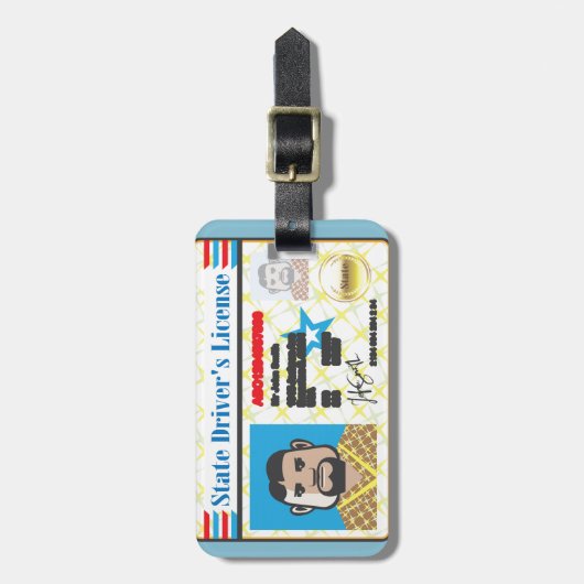 運転免許証の人写真付き身分証明書のベクトル ラゲッジタグ (正面縦)