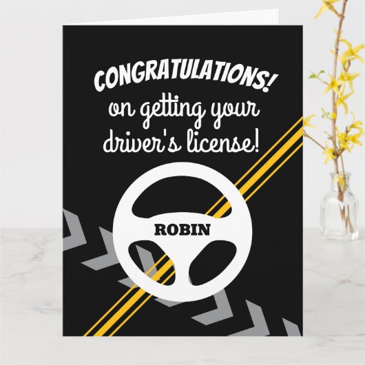 運転免許証の取得おめでとうございます カード (黄色い花)
