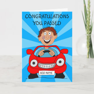 運転免許試験に合格した幸せな男性 カード