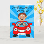 運転免許試験に合格した幸せな男 カード (黄色い花)