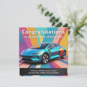運転免許試験合格おめでとう!カラフルモダンな祝賀 カード (スタンド正面)