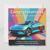 運転免許試験合格おめでとう!カラフルモダンな祝賀 カード (正面)