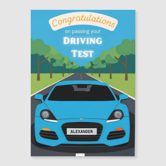 運転免許試験合格 おめでとう マグネットカード (正面)