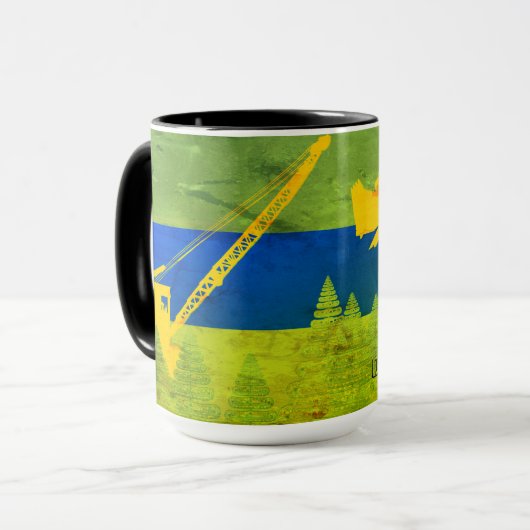 運転技術者クレーンのショベルウッズヴィンテージアート マグカップ (正面左)