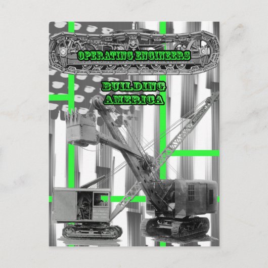 運転技術者クレーン運転士用ショベルヴィンテージ ポストカード (正面)