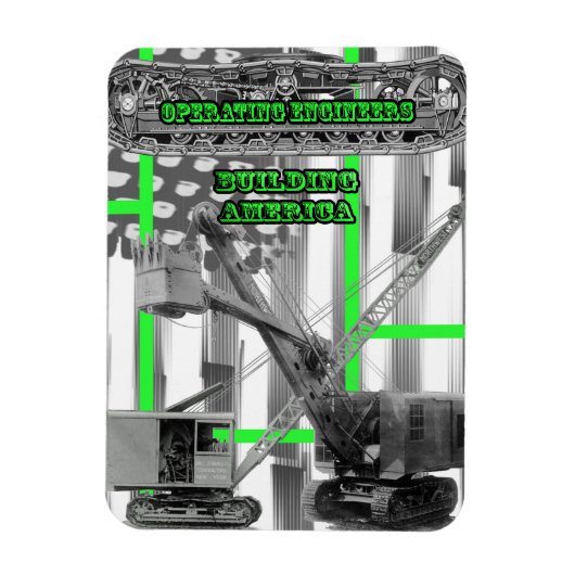 運転技術者クレーン運転士用ショベルヴィンテージ マグネット (縦)