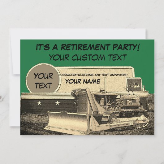 運転技術者ブルドーザー退職招待状 招待状 (正面)