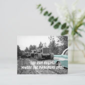 運転技術者ブルドーザー58ポンティアック車写真 ポストカード (スタンド正面)