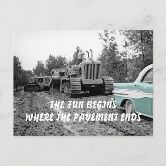 運転技術者ブルドーザー58ポンティアック車写真 ポストカード (正面)