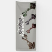 運転技術者定年バックホーのショベル 横断幕 (縦)