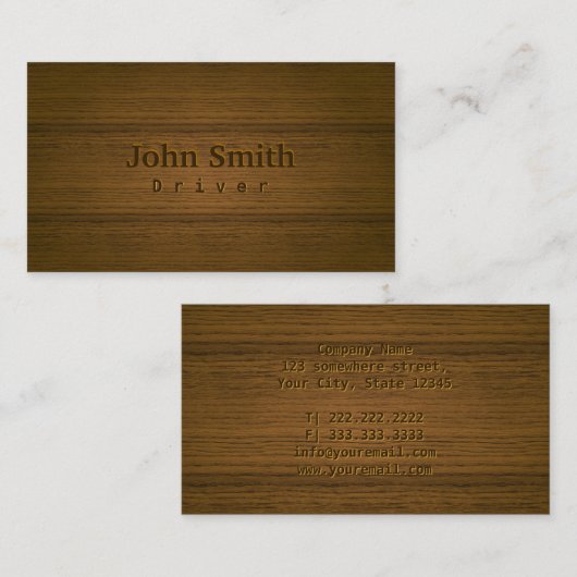 運転者のフェイクな木製に浮彫りになること 名刺 (正面/裏面)