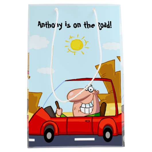 運転試験おめでとうございます ミディアムペーパーバッグ (正面)