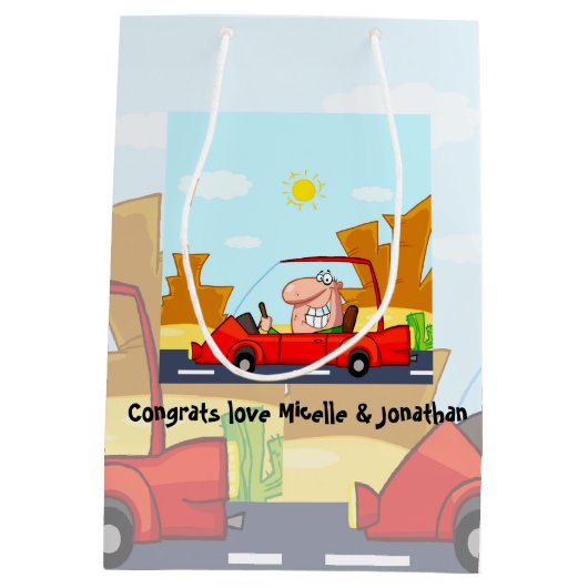 運転試験おめでとうございます ミディアムペーパーバッグ (裏面)