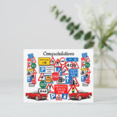 運転試験に合格おめでとう! ポストカード (スタンド正面)