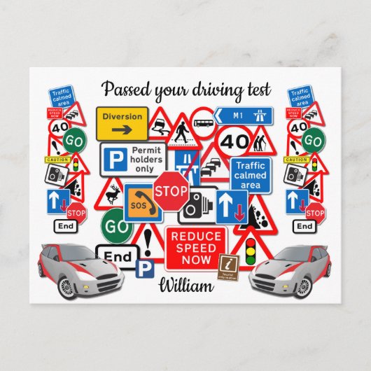 運転試験に合格~おめでとうございます！ ポストカード (正面)