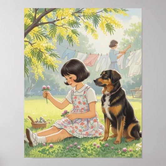 過ぎ去った日 – 女の子の母親と犬 ポスター (正面)