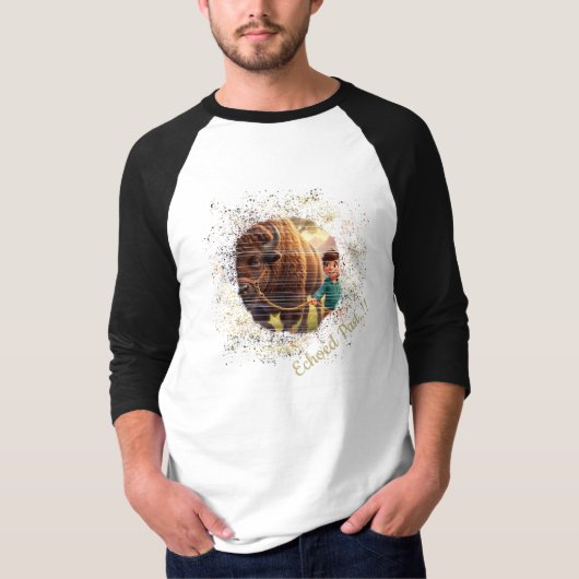 過ぎ去った昔を思い出す 奇想天外な少年とバイソン Tシャツ (正面)