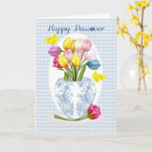 過ぎ越しの祝いのチューリップおよび蝶挨拶状 カード (黄色い花)