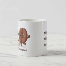 過剰なほど興奮したコーヒー豆のキャラクター