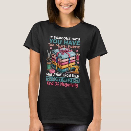 過剰なファブリックの一種のネガティビティ裁縫キルティング Tシャツ (正面)