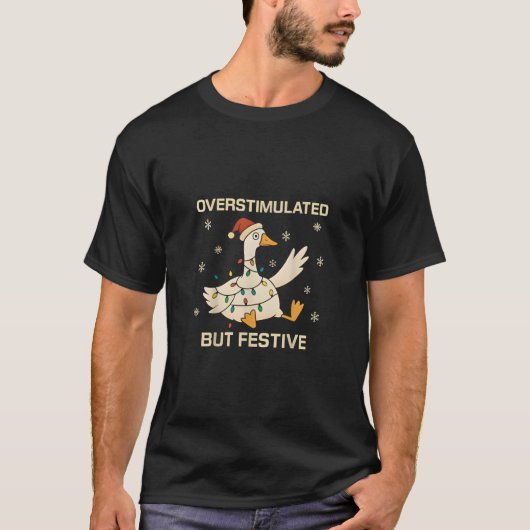 過剰刺激だけどお祭り気分なクリスマスのガチョウ Xmas Tシャツ (正面)
