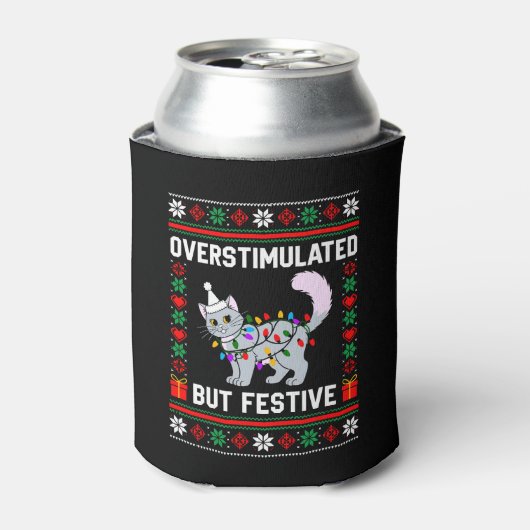 過剰刺激だけど楽しいクリスマスの醜い猫 缶クーラー (缶正面)