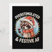 過剰刺激とフェスティバルAfフェラルラクーンクリスマス シーズンカード (正面/裏面)