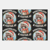 過剰刺激とフェスティバルAfフェラルラクーンクリスマス ラッピングペーパーシート (正面)