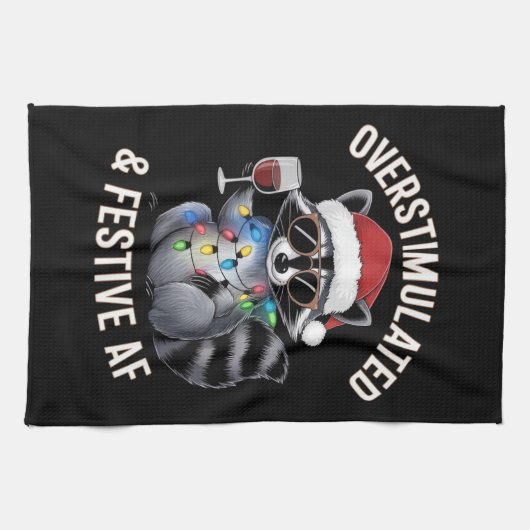 過剰刺激とフェスティバルAFラクーンエスプレッソ恋人 キッチンタオル (横)