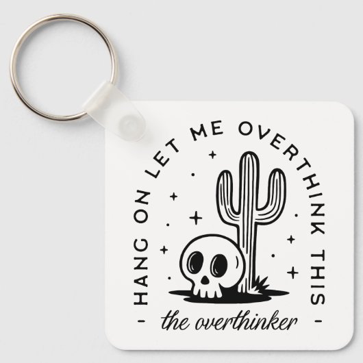 過剰思考のおもしろい引用文 キーホルダー (正面)
