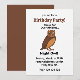 過剰思考の夜ふかしフクロウ 楽しい誕生日パーティー 招待状