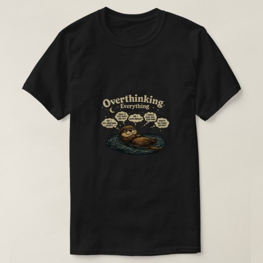 過剰思考オットマーチプリントTシャツ 面白い内向型 Tシャツ (デザイン正面)
