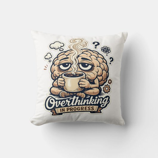 過剰思考進行中Tシャツ | 共感できるデザイン クッション (正面)