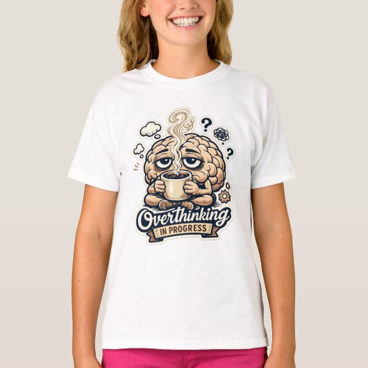 過剰思考進行中Tシャツ | 共感できるデザイン Tシャツ (正面)